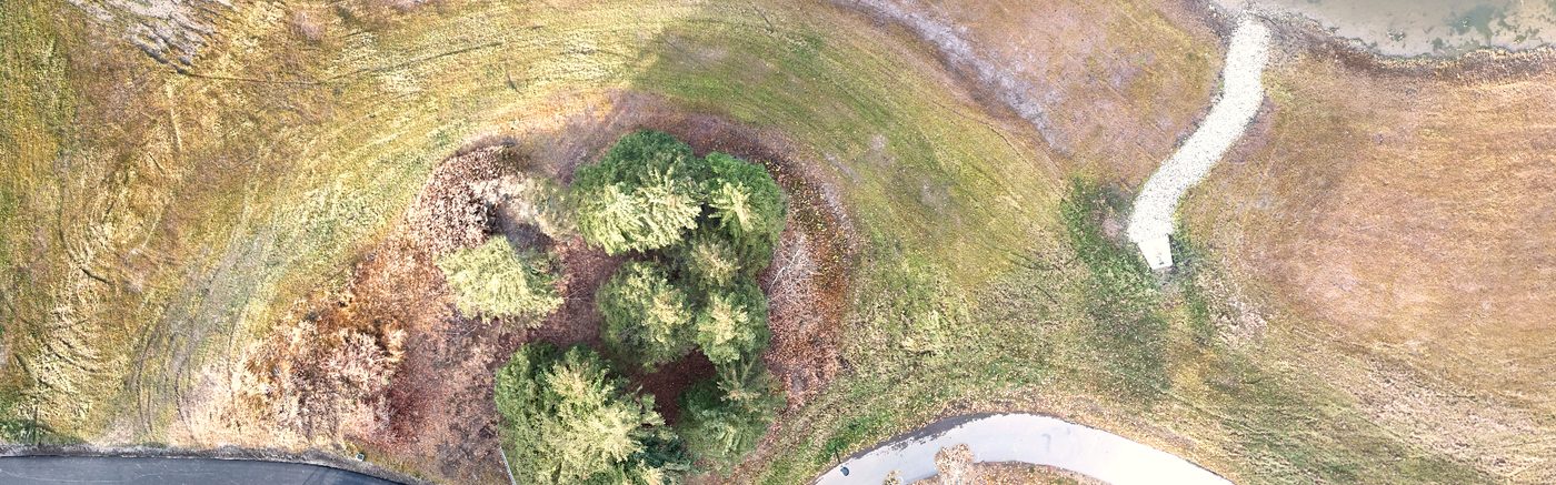 Deliver — an orthomosaic or contour overlay of a site, wide landscape crop